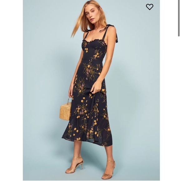 Reformation nikita dress Mademoiselle navy floral midi printed - Picture 5 of 9